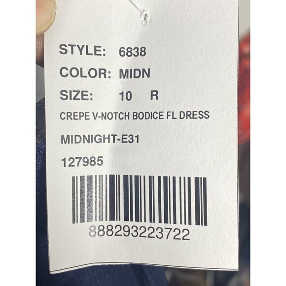 AFTER SIX Wide Strap Notch Empire Waist Dress With Front Slit Midnight Navy 10 - Picture 9 of 11